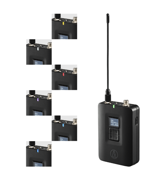 BODY-PACK TRANSMITTER WITH LAVALIER MICROPHONE AND CHARGER